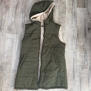 Olive Green Hooded Puffer Vest